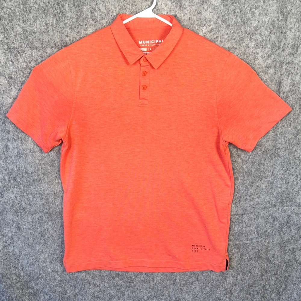 Municipal Sport Utility Gear Men's Large‎ Orange Heather Short Sleeve Polo Shirt